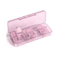 7-Day Compartment Pill Organizer Portable Moisture-proof Medicine Box Tablet Capsules Dispenser for Daily Home Travel Use rožinė