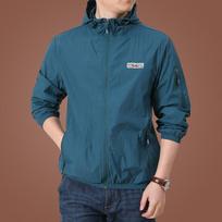 Men Sun Protection Clothing Summer Outdoor Windbreaker Jacket Solid Zipper Breathable UV Resistant Quick Dry Skin Coats XL tamsiai žalia spalva