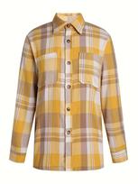 Yellow Plaid Shirt Jacket Shirt Women's Shirt S geltona
