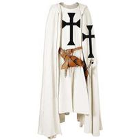 Vyriškas viduramžių riterio kryžiuočio tamplieriaus juodasis Helovino kostiumas su gobtuvu, apsiaustas chalatas Cosplay Renaissance S-6XL S balta