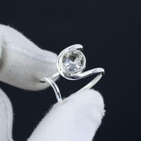 Reguliuojamas 925 prabos sidabro žiedas su baltu topazu - Tinka JAV dydžiams nuo 6 iki 10 - Rankų darbo boho papuošalas moterims ir vyrams, Valentino dovanos Adjustable balta