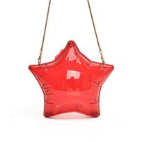 Small And Cute Five-Pointed Star Fashion Messenger Bag Women'S Foreign Style Solid Color Dinner Bag Chain Shoulder Bag Tide 20*8*20 raudona
