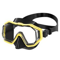 Scuba Diving Mask Panoramic 3 Window Snorkel Mask with Nose Cover Anti Fog Snorkel Goggles Gear Free Diving & Swim Training geltona