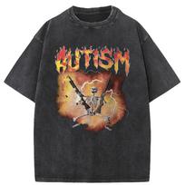 Autistiškas juokingas skeletas T-shirt vyrams moterims autizmo memų grafiniai T-shirtai Harajuku medvilniniai gatvės drabužiai vintage T-shirt unisex S