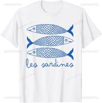 Sardine Tinned Fish Graphic Funny T-Shirt Graphic T Shirts Customizable Harajuku Kawayi Custom T-Shirt Camiseta Hombre S