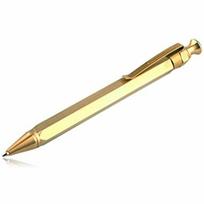 Tvirtas šešiakampis solidus žalvarinis rašiklis, kompaktiškas nešiojamas tušinukas su segtuku, biuro mokyklos produktai Press brass pen