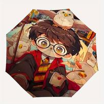 Harry Potter Automatic Open/Close Umbrella   Compact Travel Umbrella, 8 Rib Heavy Duty Construction, Ideal Gift, 201