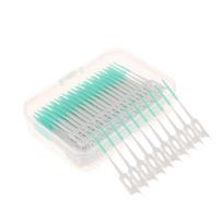 200 Units Interdental Silicone Brushes Dental Toothpicks for Oral Cleaning Tools Soft Bristles between Teeth with Thread žalia