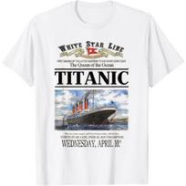 Titanic Vintage Ship Atlantic Ocean Voyage Retro Poster T-Shirt S balta