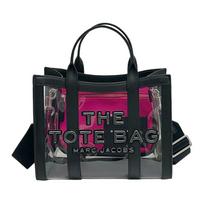 Marc Jacobs Skaidrus Dizainas Logotipas PVC Pirkinių Krepšys Pečių Crossbody Rankinė Mažos Moteriškos Krepšys Juoda 2P4HTT047H03-001 Basic Set (Bag)