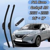 Valytuvų komplektas Nissan Qashqai J12 2026 2026 2026 priekiniam stiklui, stiklui šepetėliai, priedai 26 +17