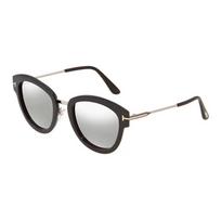 Tom Ford Stačiakampiai Saulės Akiniai Su Dryžuotais Auseliais Moteriški Akiniai Juodi FT057414C52 52,Black
