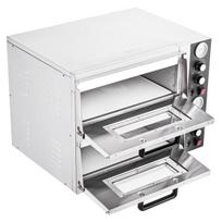 Pizza Oven Electric, 18  Double-Deck Commercial Countertop Pizza Oven, 842°F Max Temp, Indoor Pizza Maker with Thermometer, Independent Upper & Lower