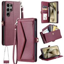 Crossbody Leather Wallet Card Phone Case for Samsung Galaxy S25 Edge S24 Ultra S23 FE S22 S21 S20 S10 Plus Note 20 Lanyard Cover Samsung S10 (4G)