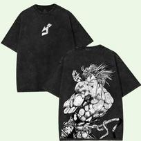 Anime JoJo keisti nuotykiai Dio spausdinimo marškinėliai vyriški trumparankoviai drabužiai skalbta medvilnė T-shirt retro manga T-shirt Harajuku T-shirt L