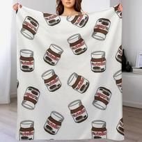 Nutella Pattern Set Throw Blanket Compact Warm Blanket for Car Road Trip 102x76cm(40x30in)