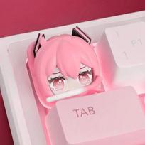 Cute Hatsune Miku DIY Keycaps Anime Personality Cross Axis PBT Mechanical Keyboard Keycap Cartoon Resin Keycaps Decoration Gifts rožinė