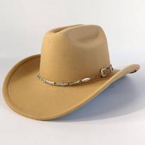 Stylish men's and women's felt hats cowboy hats soft felt hats with beige leather belts Panama hats outdoor parties hat. M56-58CM