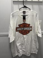 Harley-Davidso<wbr/>n Marškinėliai Vyriški 2XL Balti Bar amp Shield Logotipas Motociklininko Biker Marškinėliai Unisex T-shirt XXL