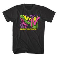 MTV Men's T-Shirt 90's Vibes Logo Neon Animal Print Tiger Vintage Iconic Designs Unisex T-Shirt XL
