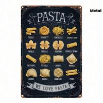 Metalinio sienos meno plakatas 8x12 colio Makaronai Spaghetti Virtuvės dekoras