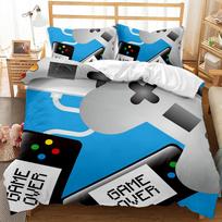 3D Game Controller Printed Bedding Set, Player Bedding and Pillowcases, 2 or 3 Pieces of Ultra Soft and Washable Full Size Home Decoration Baby 100x135cm black