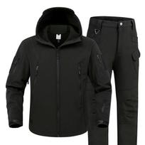 Vyriškos pėsčiųjų striukės lauke Softshell kostiumai, vandeniui atsparios kamufliažinės kelnės, taktinės vilnos paltas su gobtuvu, žiemos dovanų diržas XXXXL juoda