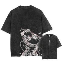 Japoniškas anime Jujutsu Kaisen grafinis juodas plautas medvilninis marškinėlis unisex vyrams moterims trumpomis rankovėmis madingas vintažinis marškinėlis S