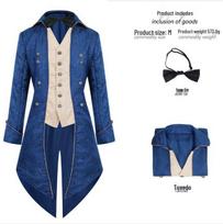 Men's Medieval Swallowtail Punk Costume Coat - Halloween Retro Party Wear M