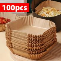 100pcs Non-Stick Air Fryer Liners - Premium Paper Single Sheets with Ridged Edges for Secure Cooking 100pcs gelsvai ruda