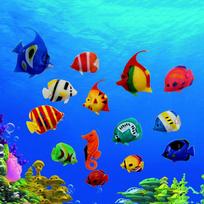 Minkšto gumos plaukiojantis auksinis karpis: Mažas tropinis dekoratyvinis dirbtinio žuvies modelis 5 Random Fake Fish