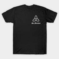 Men Black Print T-shirt Sic Mundus No-Cut Transfer Paper Print Cotton Tshirt L juoda