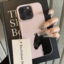 Phone Case For iPhone 17 11 13 12 14 15 16 Pro Max XS X XR 16E 16 Plus 17 Air Featuring Galloping Horses And Flower Design Cover iPhone 13 Pro rožinė