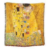Gustav Klimt Art Pattern Cotton Fabric Blanket For Home Decoration Tapestry The Kiss Blankets Living Room Accessory Austria 90x130cm geltona