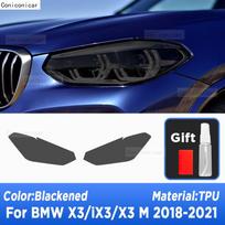 Performance Car Headlight Protective Film Front Light Smoked Black TPU Sticker For BMW X3 IX3 X3M G01 G08 F97 2018-2024 2018-2021