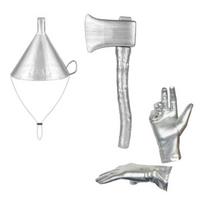 3 vnt. Helovino skardos kostiumo aksesuarų rinkinys Sidabrinė piltuvėlio skrybėlė Pirštinės ir Kirvio rinkinys suaugusiems Vaikams Cosplay vakarėliui Persirengimui One Size 3pcs