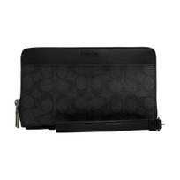 Coach 21 Logotipo įspaudu apsuptas užtrauktuku užsegamas piniginė Vyriška piniginė Juoda CW375-QBMI5 Black