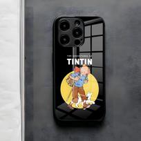 T-Tintin Nuotykiai Telefono dėklas IPhone 17 Air 16 E Pro Max 15 14 13 Mini 12 Pro 11 Max Plus Juodas Stiklinis Dangtelis iPhone 16 Pro Max