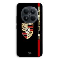 Telefono dėklas - MANIACASE - Xiaomi Redmi Note 15 Pro 5G - Silikonas TPU - Raudonas ir auksinis PORSCHE logotipas - Juodas fonas juoda
