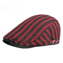 Cotton Solid Color Striped Newsboy Caps Flat Peaked Cap Men and Women Painter Beret Hats One Size raudona