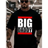 European Sizes Men's PLUS BIG DADDY Graphic T-Shirt Plus Size Street Style Loose Fit Soft Breathable Shirt Machine Washable -... S įvairiaspalvis