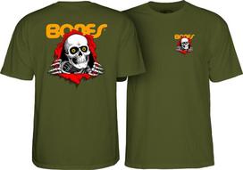 Powell Peralta BONES RIPPER Riedlentės Marškinėliai MILITARINĖ ŽALIA Unisex Marškinėliai XXXL