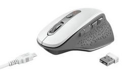 Trust Ozaa Premium wireless mouse in comfortable design with built-in rechargeable battery - white