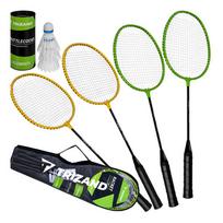 Badmintono rinkinys su dėklu, 4 raketės, 3 skraidukai, 8 dalių, Trizand