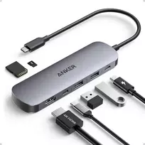 7in1 „Anker“ 100 W įkrovimo stotelė: 2xUSB-C, 2xUSB, 1xHDMI, SD/Micro SD