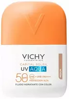 Vichy Capital Soleil UV Aqua drėkinamasis fluidas su tonuotu SPF50+, 50 ml, vidutinio dydžio