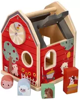Dėlionė Adam Toys Medinis ūkio formos rūšiavimo žaislas su gyvūnėliais, vaikams nuo 12 mėn., spalvotas