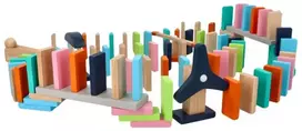 Adam Toys Spalvotas domino žaidimas vaikams nuo 3 metų su mechaniniais elementais ir tilteliu