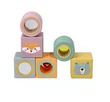 Adam Toys Sensorinių pojūčių mediniai lavinamieji kaladėlės vaikams nuo 12 mėn., 6 spalvų rinkinys