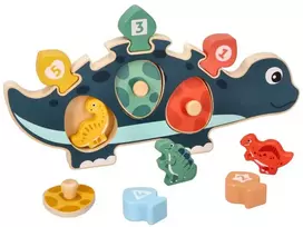 Adam Toys Medinė edukacinė dėlionė „Mama dinozauras“ vaikams nuo 12 mėn., 12 detalių